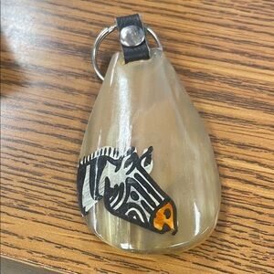Zebra Print Keychain with Orange Accent